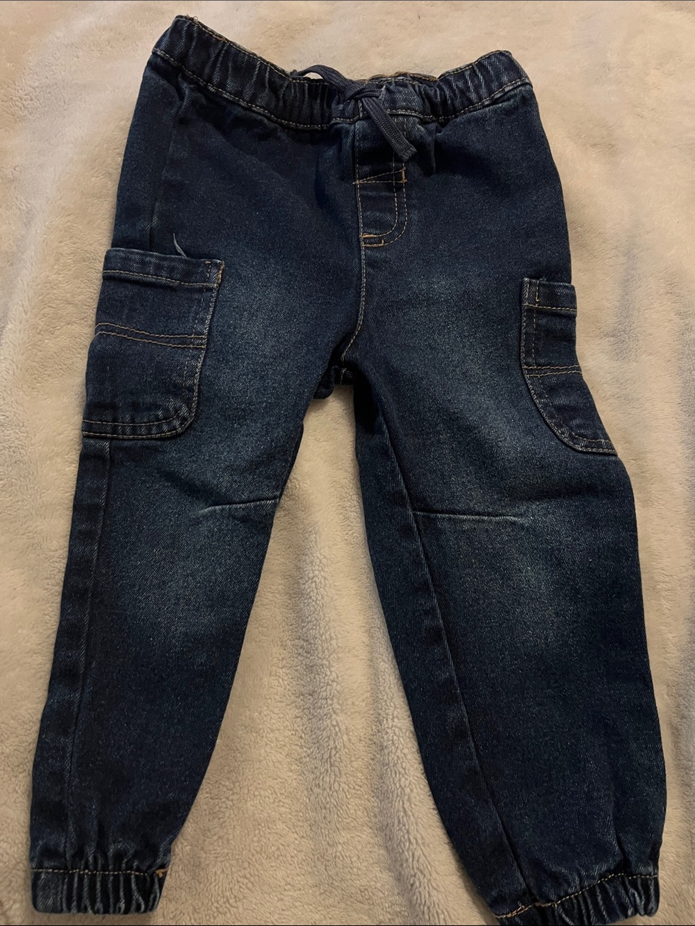 Kids Dark Blue Denim Jogger Cargo Pants